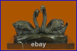 Large Decorative Molded Bronze Swan Goose Statue Hand Made Sculpture Figurine NR