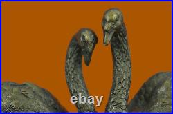 Large Decorative Molded Bronze Swan Goose Statue Hand Made Sculpture Figurine NR
