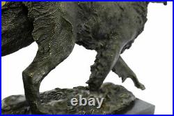 Large Golden Retriever Bronze Sculpture Marble Barye Hand Made Figurine Statue