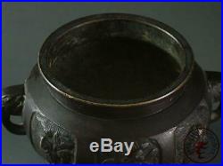 Large Old Chinese Bronze Made Tripod Incense Burner Statue Collectibles