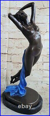 Large Signed Nude Lady Angel Bronze Statue Sculpture Hand Made Figurine Figure