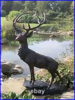 Large Standing Stag On Rock Very Proud? Made From Bronze Very Fine Detail