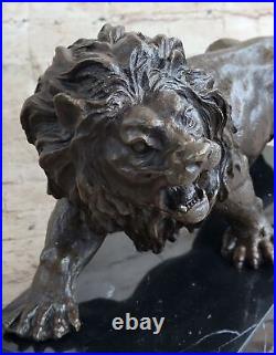 Lion Signed Statue By Bronze Barye Figurine Sculpture Hand Made Masterpiece Deal