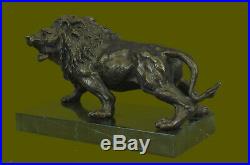 Lion Signed Statue By Bronze Barye Figurine Sculpture Hand Made Masterpiece Sale