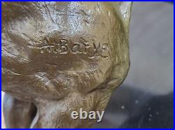 Lion Signed Statue By Bronze Barye Figurine Sculpture Hand Made Masterpiece Sale