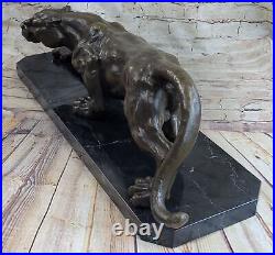 Lion Walking Statue Signed Original M. Lopez Cougar Puma Hand Made Bronze Sale NR