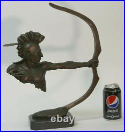 Lost WaX Method Hand Made Indian Archer Real Bronze Statue Figurine Home Decor