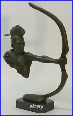 Lost WaX Method Hand Made Indian Archer Real Bronze Statue Figurine Home Decor