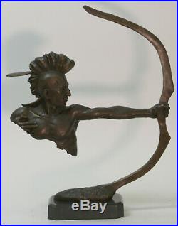 Lost WaX Method Hand Made Indian Archer Real Bronze Statue Figurine Home Figure