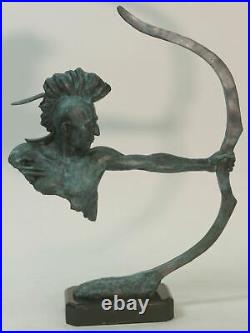 Lost Wax Method Hand Made Indian Archer Genuine Bronze Statue Figurine Home Deal