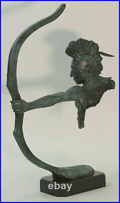 Lost Wax Method Hand Made Indian Archer Genuine Bronze Statue Figurine Home Deco
