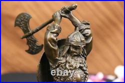 MEIJI Japanese Bronze Viking Warrior Armor Statue Okimono Figure Hand Made Decor