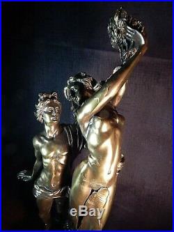 Made in Spain, Bronze Romantic Figures. 19.5 Tall. Exquisite Detail & Patina