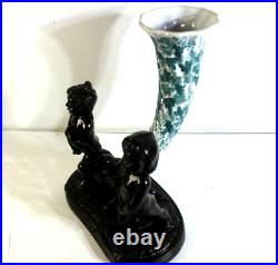 Maitland-Smith Bronze Cherubs & Ceramic Horn Stunning Art Hand Made table decor