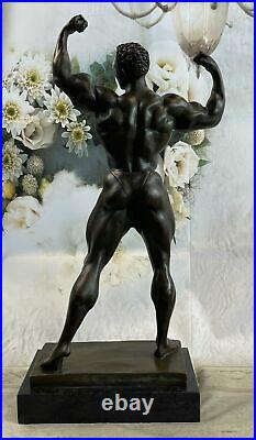 Male Bodybuilder Muscular Art Dec Bronze Sculpture Figurine Statue Hand Made LRG