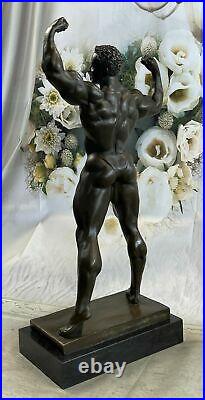 Male Bodybuilder Muscular Art Dec Bronze Sculpture Figurine Statue Hand Made LRG