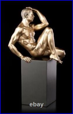 Male Nude Figure Sitting on Monolith Veronese Man Naked Statue