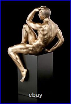 Male Nude Figure Sitting on Monolith Veronese Man Naked Statue