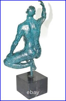 Male Sculpture Salvador Dali Hommage Geometric Bronze Hand Made Sculpture Statue