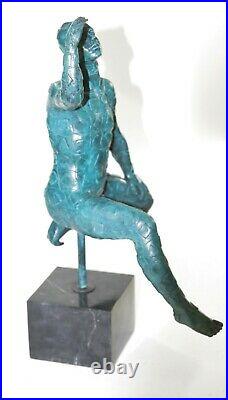 Male Sculpture Salvador Dali Hommage Geometric Bronze Hand Made Sculpture Statue