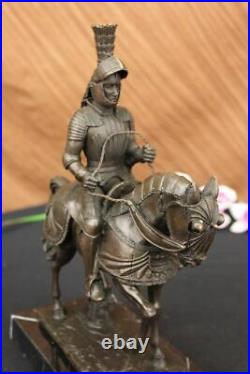 Medieval Knight on Horse Statue 100% Pure Hand Made Bronze Hot Cast Sculpture