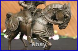 Medieval Knight on Horse Statue 100% Pure Hand Made Bronze Hot Cast Sculpture