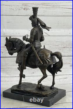 Medieval Knight on Horse Statue 100% Pure Hand Made Bronze Hot Cast Sculpture NR