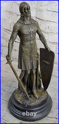 Medieval Knight on Horse Statue 100% Pure Hand Made Bronze Sculpture Artwork