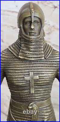 Medieval Knight on Horse Statue 100% Pure Hand Made Bronze Sculpture Artwork