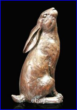 Medium Hare Moon Gazing Bronze Foundry Cast Sculpture By Michael Simpson 1013