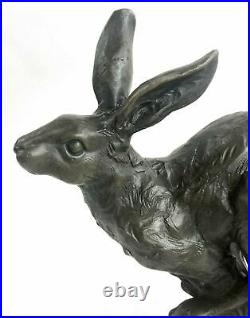 Medium Hares Playing Solid Bronze Foundry Cast Sculpture Hand Made Trophy Statue