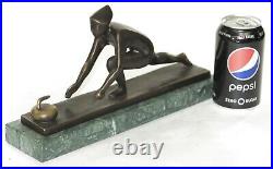 Mid Century Hot Cast Hand Made Curling Bronze Sculpture Modern artwork Statue