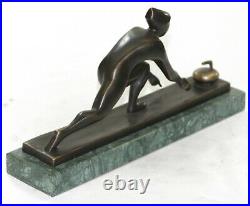 Mid Century Hot Cast Hand Made Curling Bronze Sculpture Modern artwork Statue