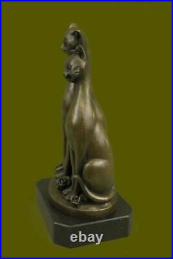 Miguel Lopez signed bronze cat sculpture statue art deco mid-century Hand Made