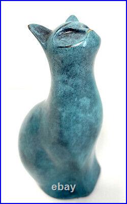 Modern Art Animal Figure Small Bronze Cat with Artist Signature Milo 500g