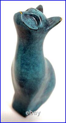 Modern Art Animal Figure Small Bronze Cat with Artist Signature Milo 500g