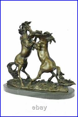 Museum Quality Cast Bronze European Made Large Statue Horses Fighting Sculpture