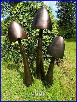 Mushroom Toadstool Garden Ornament Set of 3 Closed Mushrooms 40/50/60cm Bronze