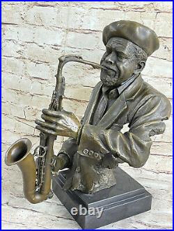 Musician Saxophone Player Male Hand Made Art Bronze Sculpture Statue Figure DEAL