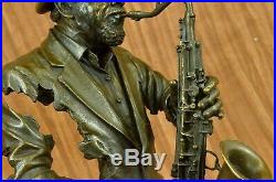 Musician Saxophone Player Male Hand Made Art Bronze Sculpture Statue Figure GIFT