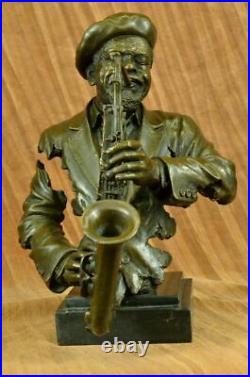 Musician Saxophone Player Male Hand Made Art Bronze Sculpture Statue Figurine NR