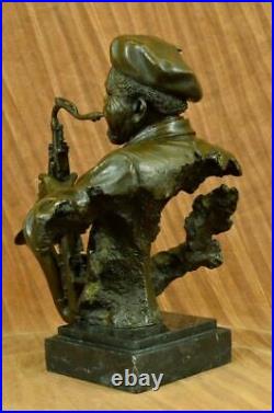 Musician Saxophone Player Male Hand Made Art Bronze Sculpture Statue Figurine NR