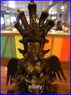 Naga Kanya (Naag Kanya) Hindu goddess Copper and Bronze Statue Made in Nepal