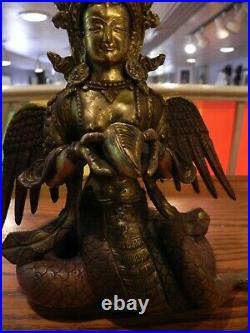 Naga Kanya (Naag Kanya) Hindu goddess Copper and Bronze Statue Made in Nepal
