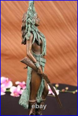 Native American Indian Bronze Bust Souix Chief Warrior Hand Made Figurine Statue