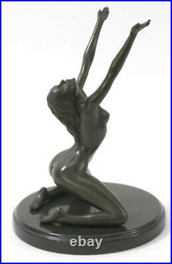 Nick Nude Girl Bronze Sculpture Cast Large Figurine Statue Marble Base Sale Gift