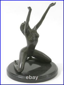 Nick Nude Girl Bronze Sculpture Cast Large Figurine Statue Marble Base Sale Gift