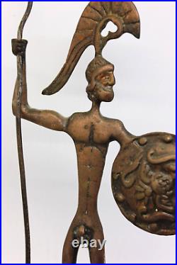 Nude Bronze Greek God Statue Figurine withshield Hand Made in Greece Warrior 9 3/4