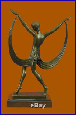 Nude Woman Dancer Danching Trophy Hand Made Bronze Sculpture Statue Decor Sale