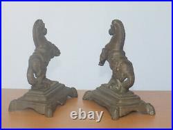 Old antique 2 statues Horses figurines bronze made in France animal heavy pair